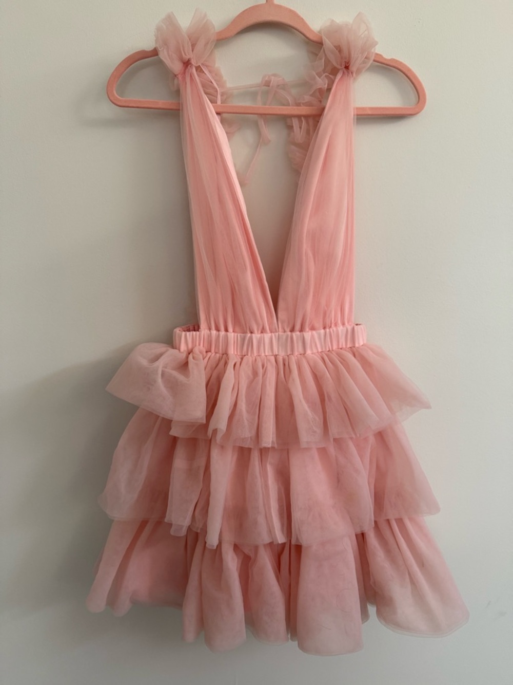 Impressions Soft Pink Ruffle Mini Dress